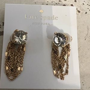Cubic zirconia with gleaming goldstone plate earrings. New with tags.